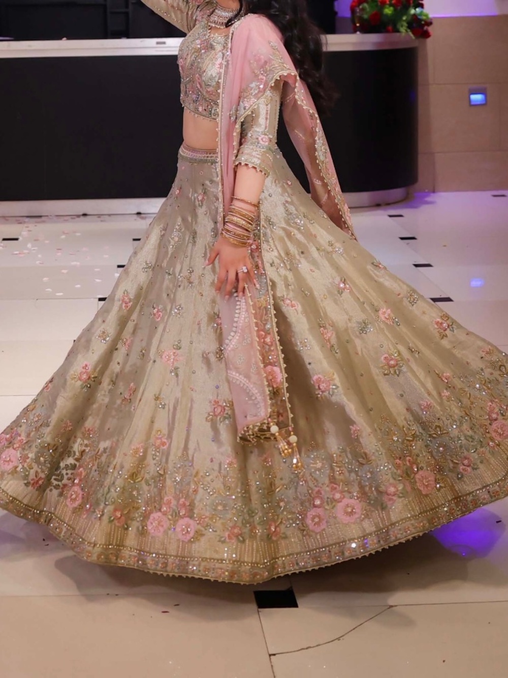 Sage Green and Pink Lehenga